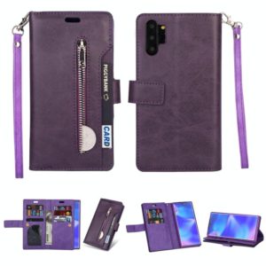 For Samsung Galaxy Note10+ Multifunctional Zipper Horizontal Flip Leather Case with Holder & Wallet & 9 Card Slots & Lanyard(Purple) (OEM)