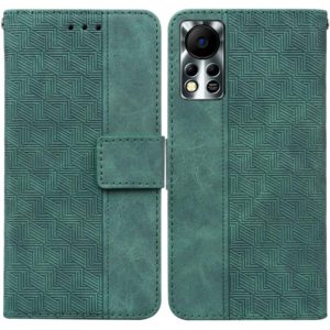 For Infinix Hot 11S NFC X6812B Geometric Embossed Leather Phone Case(Green) (OEM)