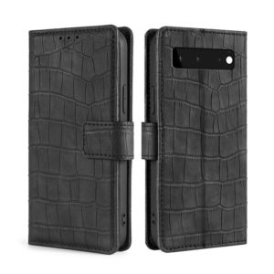 For Google Pixel 6 Skin Feel Crocodile Texture Magnetic Clasp Horizontal Flip PU Leather Case with Holder & Card Slots & Wallet(Black) (OEM)