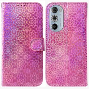 For Motorola Edge+ 2022 / 30 Pro Colorful Magnetic Buckle Leather Phone Case(Pink) (OEM)