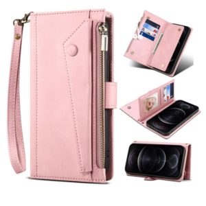 For OnePlus Nord N200 5G Retro Frosted Horizontal Flip Leather Case with Holder & Card Slot & Wallet & Zipper Pocket & Lanyard(Rose Gold) (OEM)