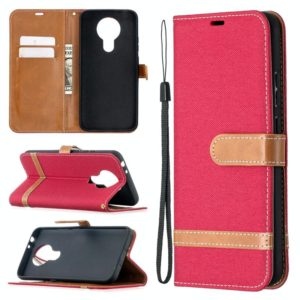 For Nokia 3.4 Color Matching Denim Texture Leather Case with Holder & Card Slots & Wallet & Lanyard(Red) (OEM)