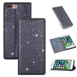 For iPhone 8 Plus / 7 Plus Ultrathin Glitter Magnetic Horizontal Flip Leather Case with Holder & Card Slots(Gray) (OEM)