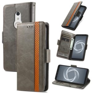 For Arrows Be4 Plus F-41B CaseNeo Business Splicing Dual Magnetic Buckle Horizontal Flip PU Leather Case with Holder & Card Slots & Wallet(Grey) (OEM)