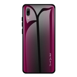 For Huawei Enjoy 9 Plus / Y9 2019 Texture Gradient Glass Protective Case(Rose Red) (OEM)