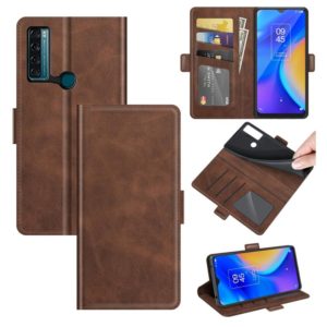 For TCL 20 SE Dual-side Magnetic Buckle Horizontal Flip Leather Case with Holder & Card Slots & Wallet(Brown) (OEM)