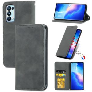 For OPPO Reno5 Pro 5G Retro Skin Feel Business Magnetic Horizontal Flip Leather Case with Holder & Card Slots & Wallet & Photo Frame(Grey) (OEM)
