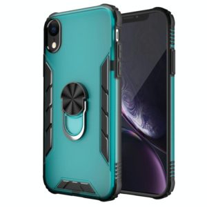 For iPhone XR Magnetic Frosted PC + Matte TPU Shockproof Case with Ring Holder(Glistening Green) (OEM)