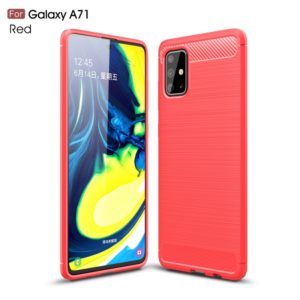 For Galaxy A71 Brushed Texture Carbon Fiber TPU Case(Red) (OEM)