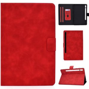 For Samsung Galaxy Tab S8 / Galaxy Tab S7 11.0 T870 Cowhide Texture Horizontal Flip Leather Case with Holder & Card Slots & Sleep / Wake-up(Red) (OEM)