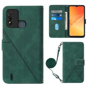 For Itel P37/Vision 2S/P651L Crossbody 3D Embossed Flip Leather Phone Case(Dark Green) (OEM)