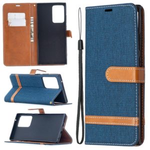 For Samsung Galaxy Note20 Ultra Color Matching Denim Texture Horizontal Flip Leather Case with Holder & Card Slots & Wallet & Lanyard(Dark Blue) (OEM)