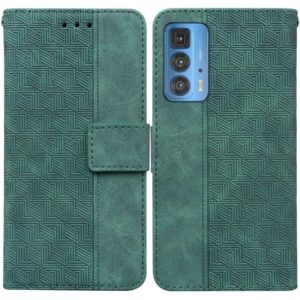 For Motorola Moto Edge 20 Pro Geometric Embossed Leather Phone Case(Green) (OEM)