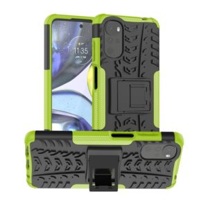 For Motorola Moto G22/E32 Tire Texture TPU + PC Phone Case with Holder(Green) (OEM)