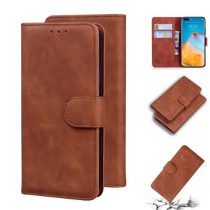 For Huawei P40 Pro Skin Feel Pure Color Flip Leather Phone Case(Brown) (OEM)