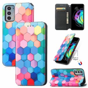 For Motorola Edge 20 Colorful Magnetic Horizontal Flip PU Leather Case with Holder & Card Slot & Wallet(Colorful Cube) (OEM)