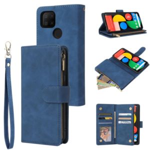 For Google Pixel 5a 5G Multifunctional Phone Leather Case with Card Slot & Holder & Zipper Wallet & Photo Frame(Blue) (OEM)