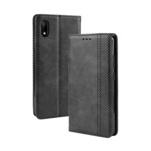 Magnetic Buckle Retro Crazy Horse Texture Horizontal Flip Leather Case for Wiko Jerry 4, with Holder & Card Slots & Photo Frame(Black) (OEM)