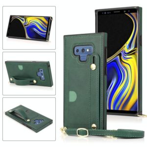 For Samsung Galaxy Note9 Wrist Strap PU+TPU Shockproof Protective Case with Crossbody Lanyard & Holder & Card Slot(Green) (OEM)