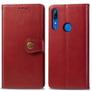 Retro Solid Color Leather Buckle Mobile Phone Protection Leather Case with Lanyard & Photo Frame & Card Slot & Wallet & Bracket Function for Huawei P Smart Z(Red) (OEM)