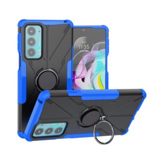 For Motorola Moto Edge 20 Armor Bear Shockproof PC + TPU Protective Phone Case with Ring Holder(Blue) (OEM)