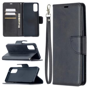 For OPPO Reno4 5G Retro Lambskin Texture Pure Color Horizontal Flip PU Leather Case with Holder & Card Slots & Wallet & Lanyard(Black) (OEM)