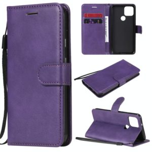 For Google Pixel 5 Solid Color Horizontal Flip Protective Leather Case with Holder & Card Slots & Wallet & Photo Frame & Lanyard(Purple) (OEM)