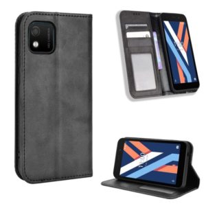 For Wiko Y52 Magnetic Buckle Retro Texture Leather Phone Case(Black) (OEM)