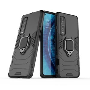 For OPPO Find X2 Pro PC + TPU Shockproof Protective Case with Magnetic Ring Holder(Black) (OEM)
