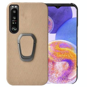 For Sony Xperia 1 IV Ring Holder Honeycomb PU Phone Case(Coffee) (OEM)