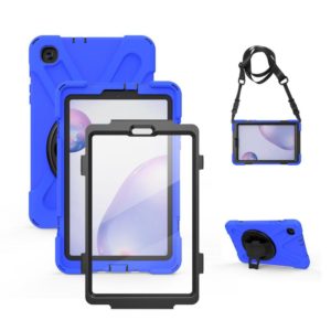 For Samsung Galaxy Tab A 8.4 2020 T307U Shockproof Colorful Silicone + PC Protective Case with Holder & Shoulder Strap & Hand Strap & Screen Protector(Blue) (OEM)