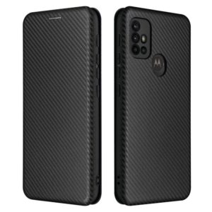 For Motorola Moto G30 / G10 Carbon Fiber Texture Horizontal Flip TPU + PC + PU Leather Case with Card Slot(Black) (OEM)