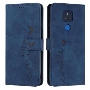 For Motorola Moto G Play 2021 Skin Feel Heart Pattern Leather Phone Case(Blue) (OEM)