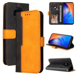 For Tecno Spark 6 Business Stitching-Color Horizontal Flip PU Leather Case with Holder & Card Slots & Photo Frame(Orange) (OEM)
