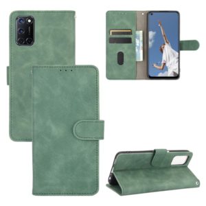 For OPPO A52 / A72 / A92 Solid Color Skin Feel Magnetic Buckle Horizontal Flip Calf Texture PU Leather Case with Holder & Card Slots & Wallet(Green) (OEM)