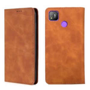 For Infinix Tecno Pop 4 Skin Feel Magnetic Horizontal Flip Leather Case with Holder & Card Slots(Light Brown) (OEM)