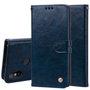 Business Style Oil Wax Texture Horizontal Flip Leather Case for Xiaomi Mi 6X / A2, with Holder & Card Slots & Wallet(Blue) (OEM)