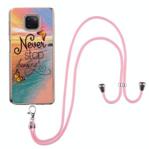 For Motorola Moto G Power 2021 Electroplating Pattern IMD TPU Shockproof Case with Neck Lanyard(Dream Chasing Butterfly) (OEM)