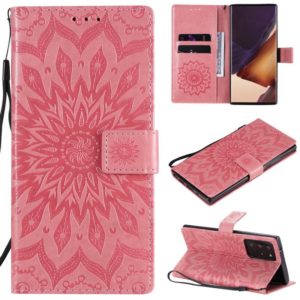 For Samsung Galaxy Note20 Ultra 5G Sun Embossing Pattern Horizontal Flip Leather Case with Card Slot & Holder & Wallet & Lanyard(Pink) (OEM)