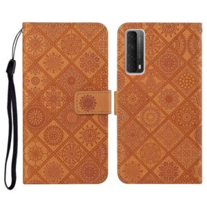 For Huawei P smart 2021 Ethnic Style Embossed Pattern Horizontal Flip Leather Case with Holder & Card Slots & Wallet & Lanyard(Brown) (OEM)