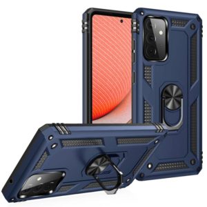 For Samsung Galaxy A72 5G / 4G Shockproof TPU + PC Protective Case with 360 Degree Rotating Holder(Blue) (OEM)