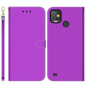 For Tecno Pop 5P Imitated Mirror Surface Horizontal Flip Leather Phone Case(Purple) (OEM)