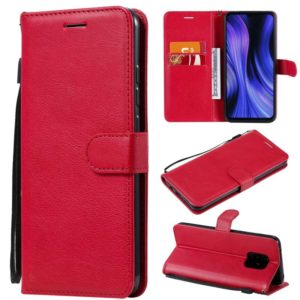 For Xiaomi Redmi 10X 5G / 10X Pro 5G Solid Color Horizontal Flip Protective Leather Case with Holder & Card Slots & Wallet & Photo Frame & Lanyard(Red) (OEM)