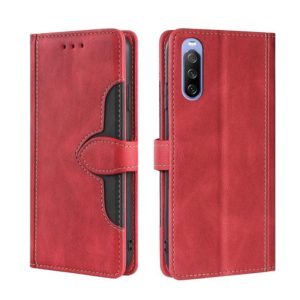 For Sony Xperia 10 III Skin Feel Straw Hat Magnetic Buckle Horizontal Flip PU Leather Case with Holder & Card Slots & Wallet(Red) (OEM)