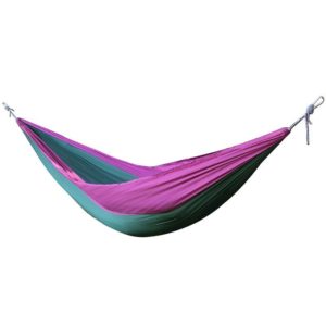 DR001 Outdoor Single Leisure Parachute Cloth Hammock Indoor Swing(Purple + Dark Green) (OEM)