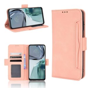 For Motorola Moto G62 5G Skin Feel Calf Texture Card Slots Leather Phone Case(Pink) (OEM)