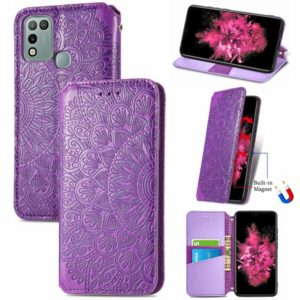For Infinix Hot 10 Play Blooming Mandala Embossed Pattern Magnetic Horizontal Flip Leather Case with Holder & Card Slots & Wallet(Purple) (OEM)