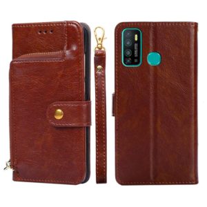 For Infinix Hot 9/Note 7 Lite/X655C Zipper Bag Leather Phone Case(Brown) (OEM)