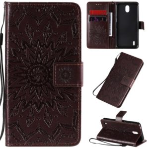 For Nokia 1.3 Embossed Sunflower Pattern Horizontal Flip PU Leather Case with Holder & Card Slots & Wallet & Lanyard(Brown) (OEM)