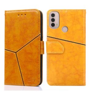For Motorola Moto E40 Geometric Stitching Horizontal Flip Leather Phone Case(Yellow) (OEM)